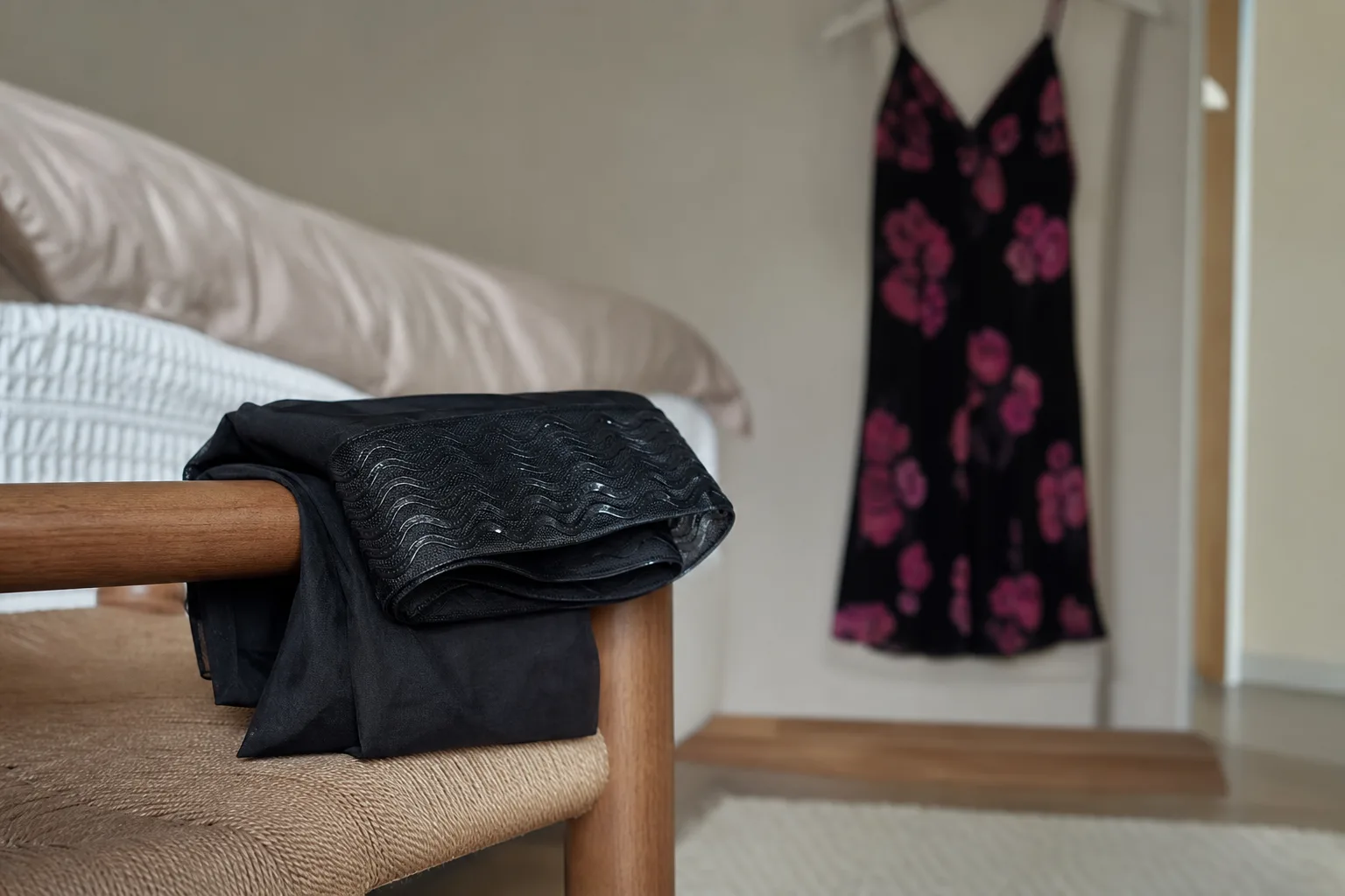 Stay-ups med silikonband på en sängkant