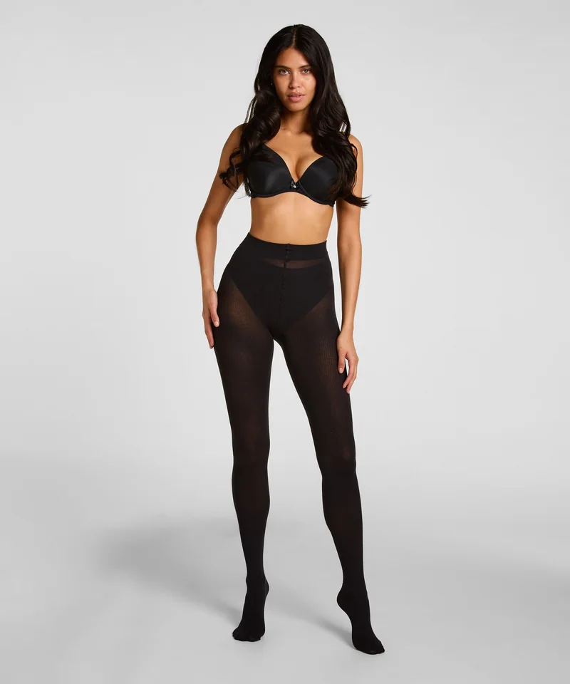 Ribbstickade Strumpbyxor Cashmere Blend i svart
