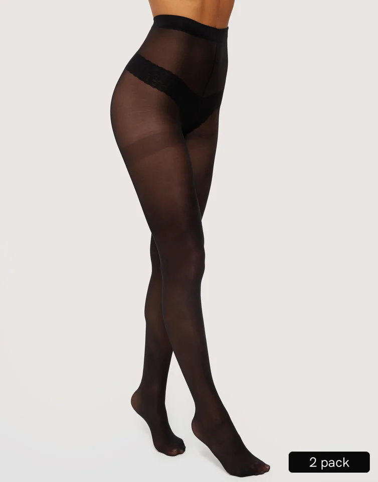 Pieces PCNEW NIKOLINE 20 DEN 2 PACK TIGHTS i svart