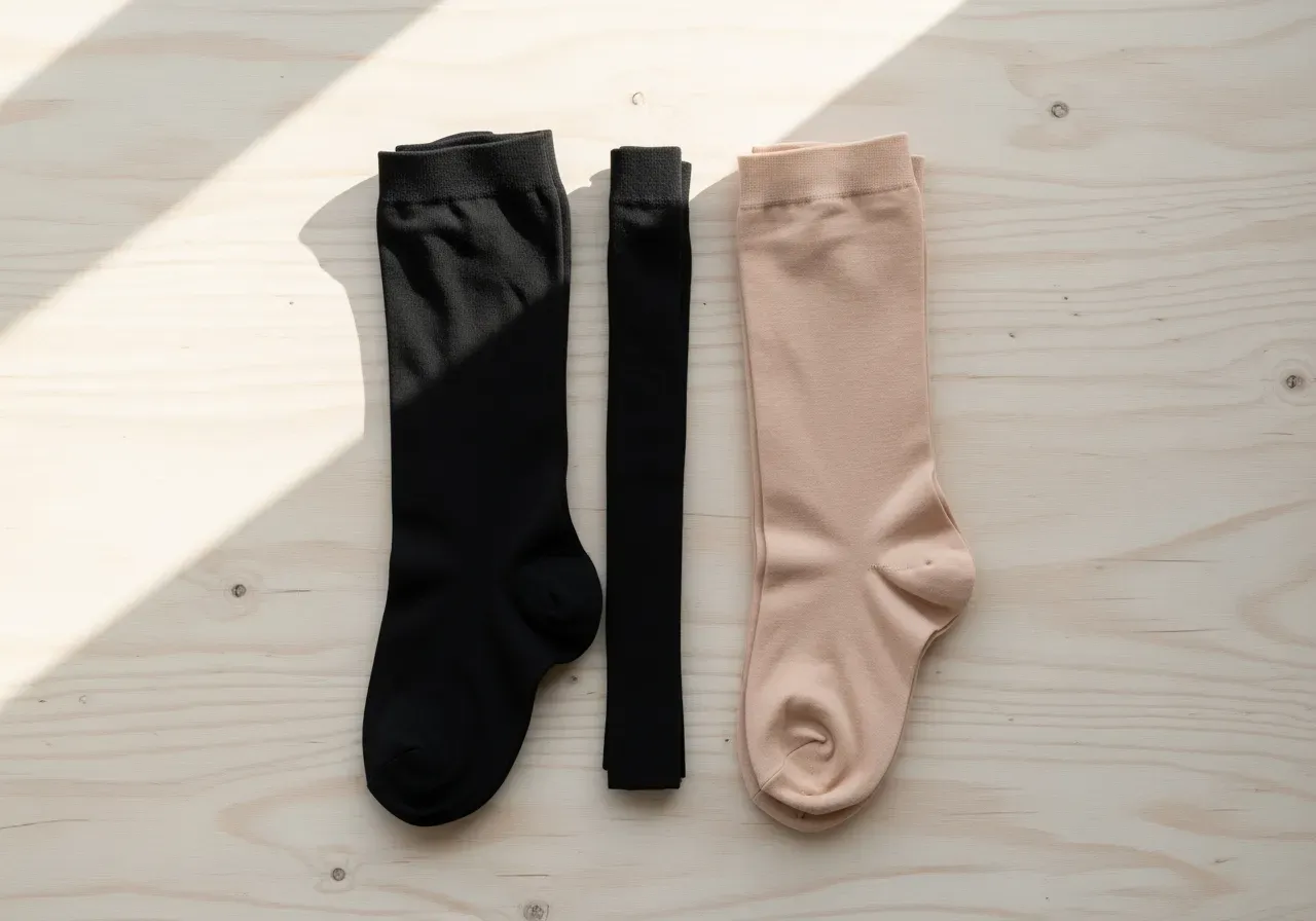 Biologiskt nedbrytbara svarta och hudtonade strumpbyxor